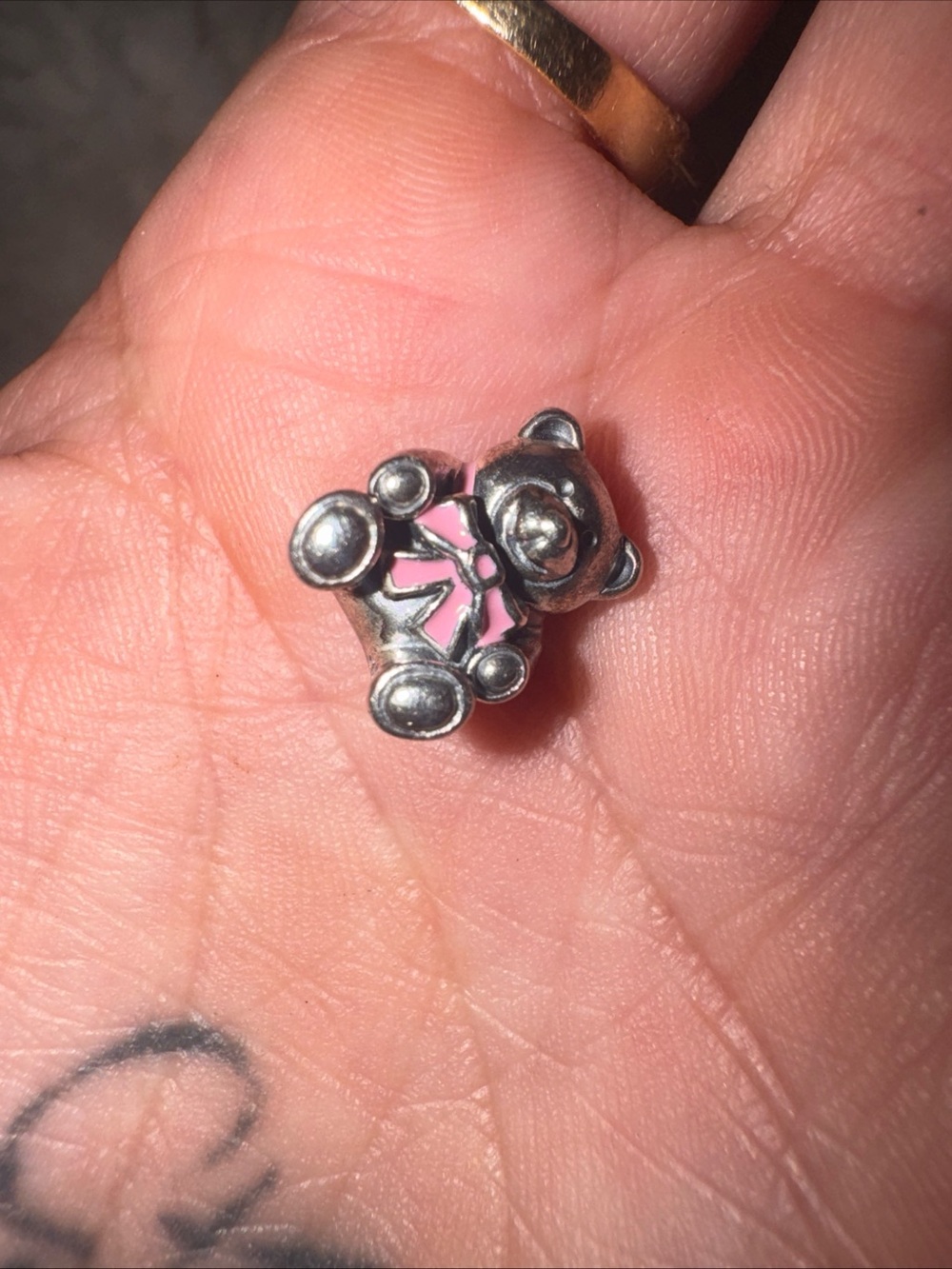 PANDORA STERLING IT'S A GIRL TEDDY #791124EN24 ALE 925